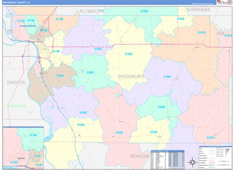 Woodbury County Ia Wall Map Color Cast Style By Marketmaps Mapsales
