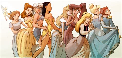 Safebooru 6girls Arms Around Waist Atlantis The Lost Empire Aurora Disney Bare Shoulders