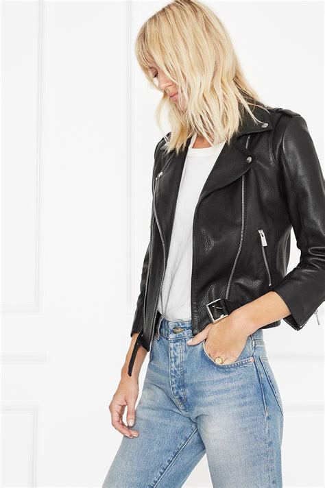 Anine Bing Cropped Moto Jacket Moto Jacket Jackets Pebbled Leather