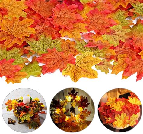 2004001000pcs Artificial Maple Leaves 4 Colors Fake Fall Leaves Silk