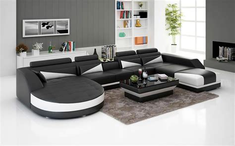 Modern Lilo Leather Sectional U Shape Round Chaise Loungejubilee