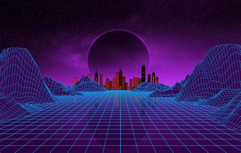 Wallpaper Music The City Stars Neon Planet Space Background