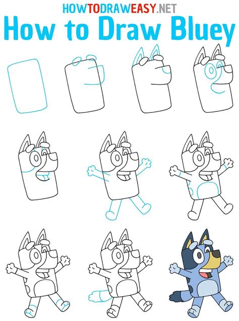 How To Draw Bluey Step By Step Drawing Lessons For Kids Drawing For