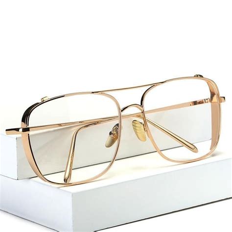 Oversized Square Gold Rim Clear Glasses Eyeglass Frames For Men