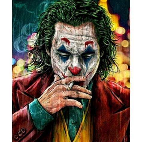 Joker Smoking Cigarette Diy Paint By Numbers Kit Poster Portrait