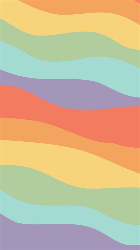 Phone Wallpaper Muted Rainbow Coloured Waves