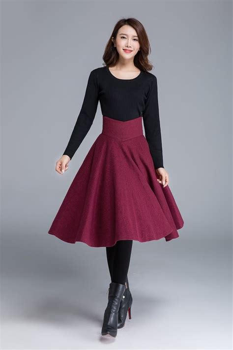 Flare Skirt Outfit Winter Skirt Outfit Midi Flare Skirt Fit And Flare Skirt Skirt Outfits