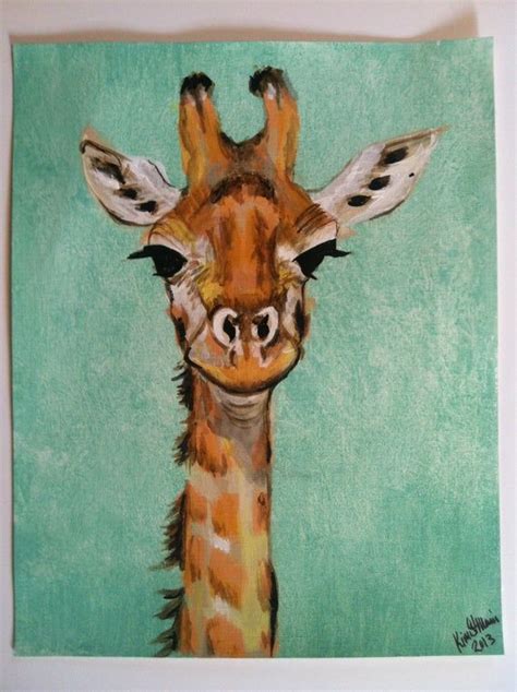 Items Similar To Giraffe Original Acrylic Painting On Acrylic Paper