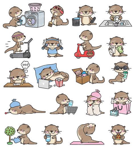 Clipart Photo Image Clipart Vector Clipart Cute Otters Drawing
