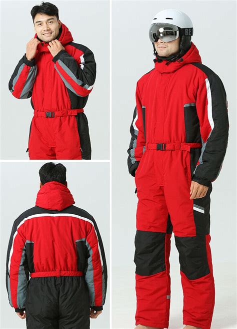 Mens Snow Siamese Ski Suit Hooder Thicken Winter Warm Waterproof