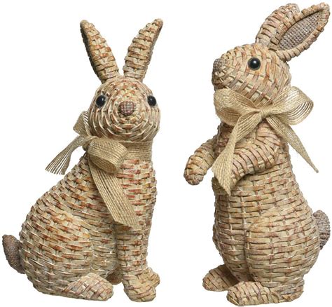 Polyresin Bunnies With Rattan Effect 145cm 41638 Outdoor Living