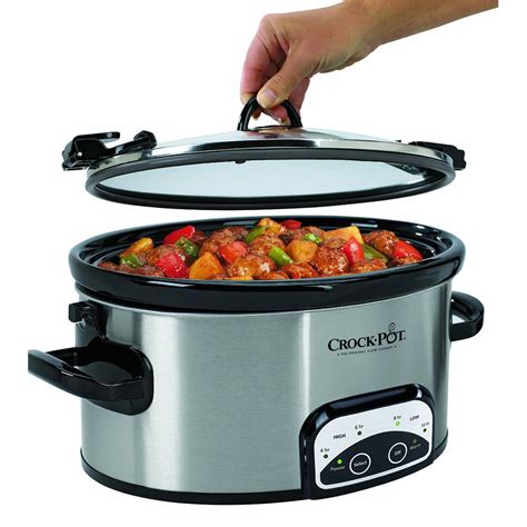 crock pot sccpvl605 s 6 quart programmable cook and carry oval slow cooker black ebay