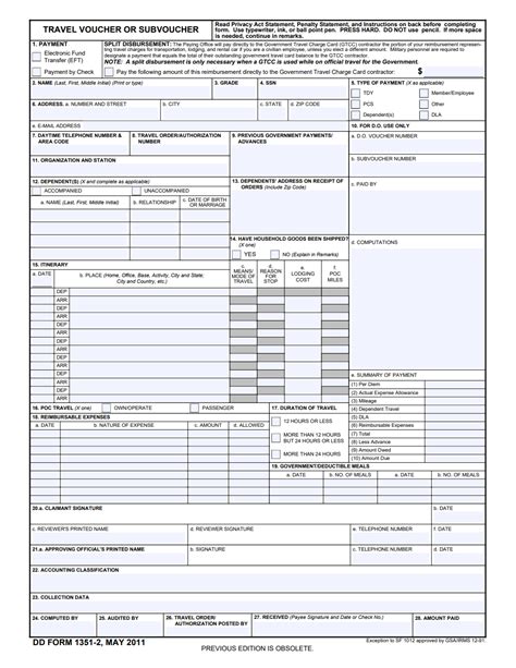Dd Form 1351 2 Travel Vouchersubvoucher Forms Docs 2023