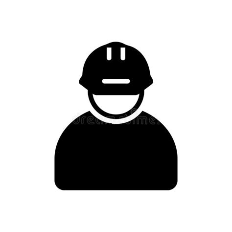 Black Solid Icon For Construction Worker And Engineer Stock Vector