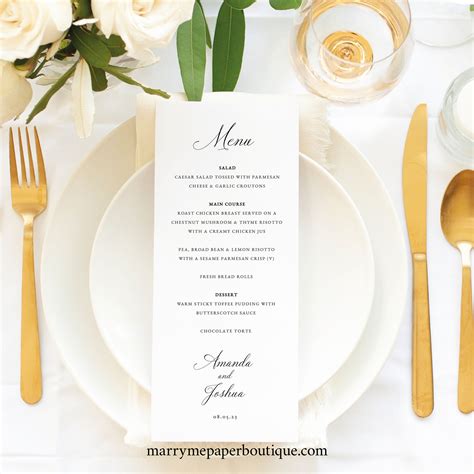 Wedding Menu Templates Free Download