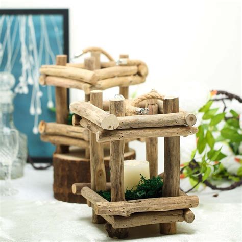 We present you one creative collection of 21 diy wooden candle holders to add rustic charm this fall. 10" Rustic Multipurpose Wooden Lantern Centerpiece Hanging ...