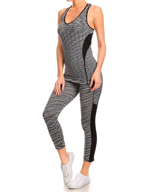 Women Marled Active Workout Wear Set