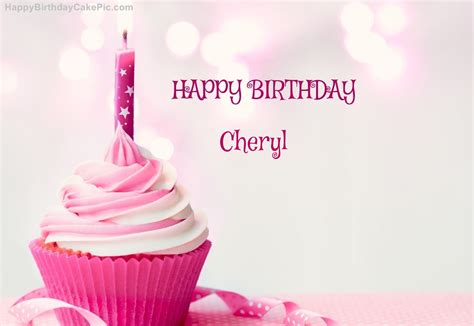 Happy Birthday Cupcake Candle Pink Cake For Cheryl