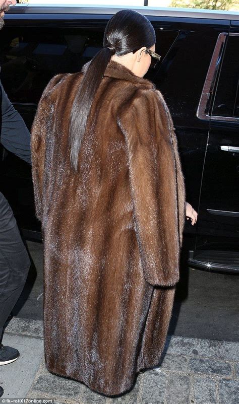 Kim Kardashian Wears Big Fur Coat Leather Mini And Thigh High Boots Fur Coat Fur Coats Women