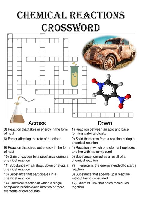 Chemistry Crossword Puzzle Chemical Reactions Includes Answer Key Teaching Resources
