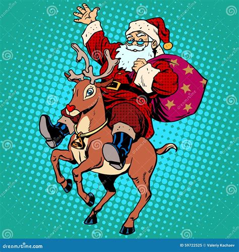 Santa Claus With Ts Christmas Reindeer Rudolf Retro Style Pop Art My Xxx Hot Girl