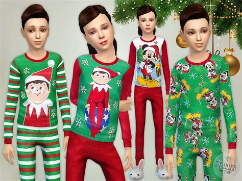Lillkas Christmas Pajama Set Sims 4 Cc Kids Clothing Christmas