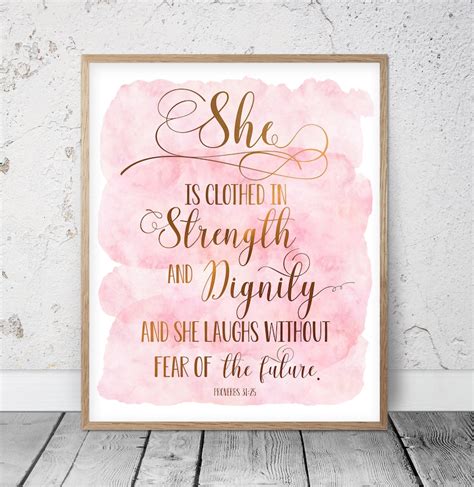 She Is Clothed In Strength And Dignity Proverbs 3125 Bible Etsy