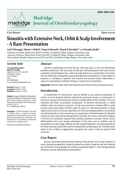 Pdf Sinusitis With Extensive Neck Orbit And Scalp Involvement A Rare