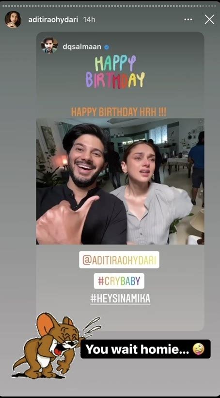 Dulquer Salmaan Calls Aditi Rao Cry Baby On Her Birthday These Photos