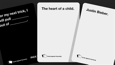 Cards against humanity is a popular card game (no points for guessing that) which challenges players to come up with funny answers to a question in order to win rounds. Finally, you can play Cards Against Humanity online