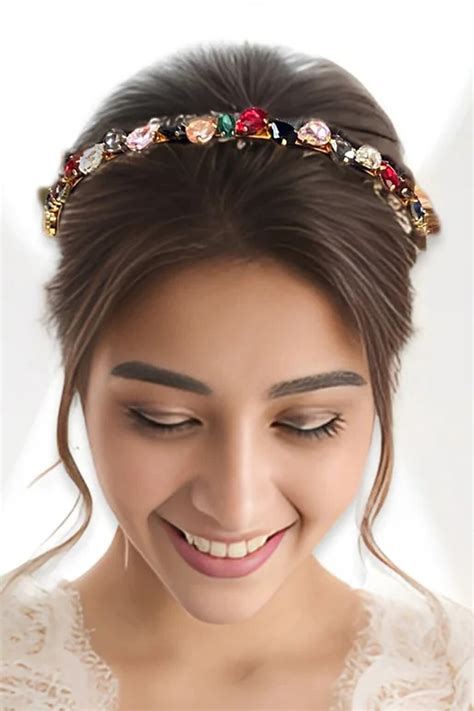 Buy Mnsh Rhinestone And Crystal Embellished Hairband Online Aza Fashions