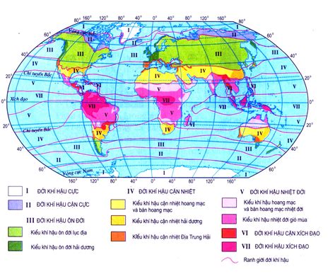 bài 14 thực hành Đọc bản đồ sự phân hóa các đới và các kiểu khí hậu trên trái Đất phân tích