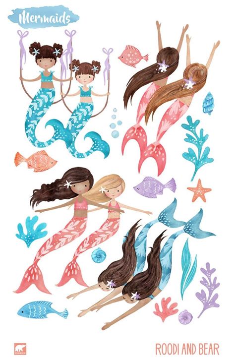 Watercolor Mermaid Clipart Watercolour Mermaid Clip Art Etsy Watercolor Mermaid Mermaid