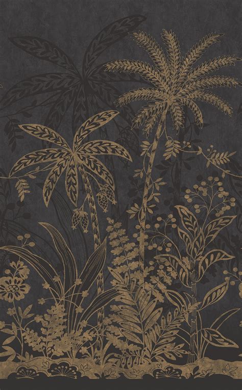 Under The Palms By Albany Charcoalgold Mural Wallpaper Direct