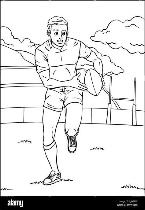 Rugby Coloring Page For Kids Stock Vector Image And Art Alamy