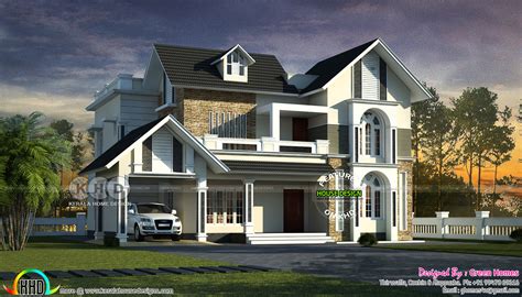 2700 Sq Ft 4 Bedroom Sloping Roof Home Kerala Home Design And Floor