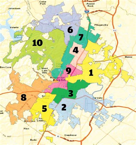 Austin District Map Austin Texas District Map Texas Usa