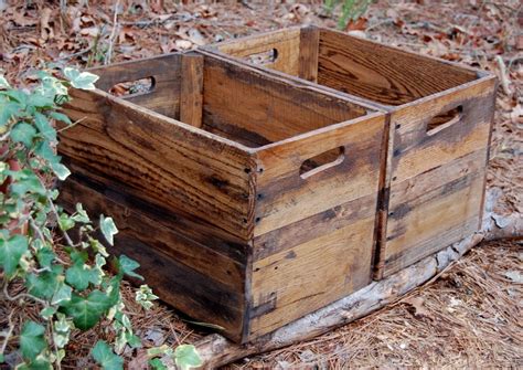 Set Of Medium Provincial Wooden Crates From Reclaimed Wood Vintage