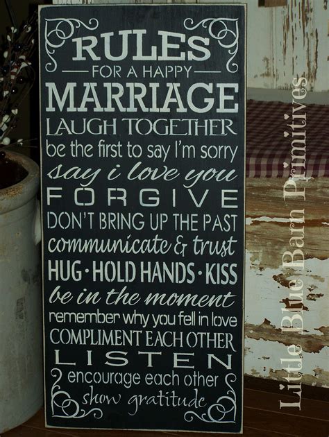 Rules For A Happy Marriage Wooden Sign On Storenvy