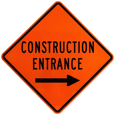 Construction Entrance Sign With Right Arrow X4609 By