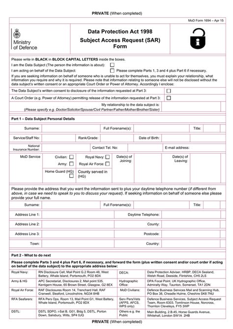 Subject Access Request Sar Form