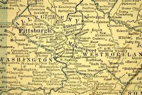 Pennsylvania Map Of Pennsylvania Wall Art Decor Vintage Old Etsy