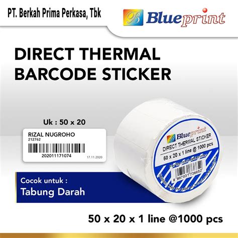 Jual Direct Thermal Sticker 50 X 20 Blueprint 50x20 Mm Isi 1000 1