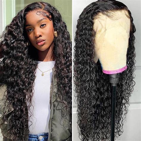 Qiarou Water Wave Lace Front Wigs Human Hair 180 Density 13x4 Hd Lace Frontal Wigs