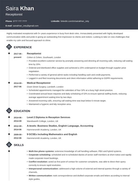 This complete software engineer cv example is an excellent guide to reference as you create your own. Receptionist CV Sample and Writing Guide