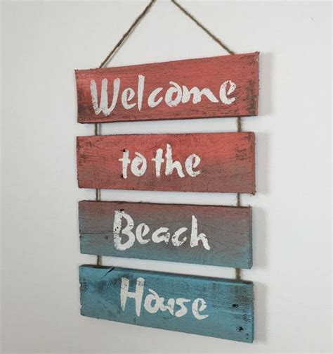 Cottage Chic Beach Decor Welcome Sign Wall Art Nautical Etsy Beach