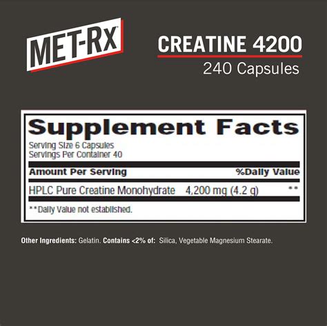 Met Rx Creatine 4200 Pre Or Post Workout Supplement Capsules 240 Count
