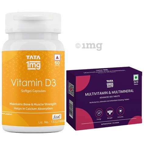 Combo Pack Of Tata 1mg Multivitamin Veg Tablet With Multimineral For