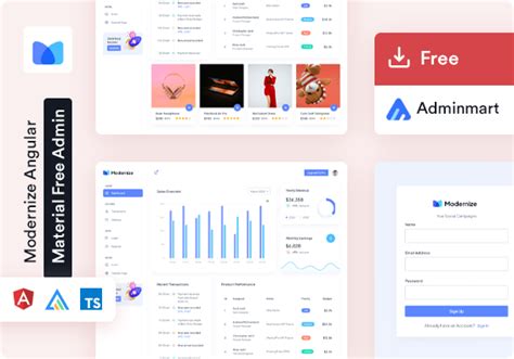 Modernize Free Angular Material Template By Adminmart