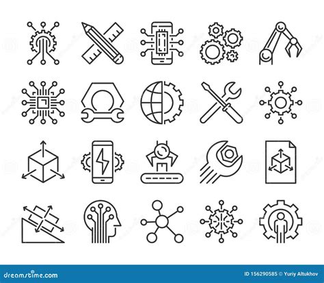 Engineering Icon Engineering And Innovation Line Icons Set Vector